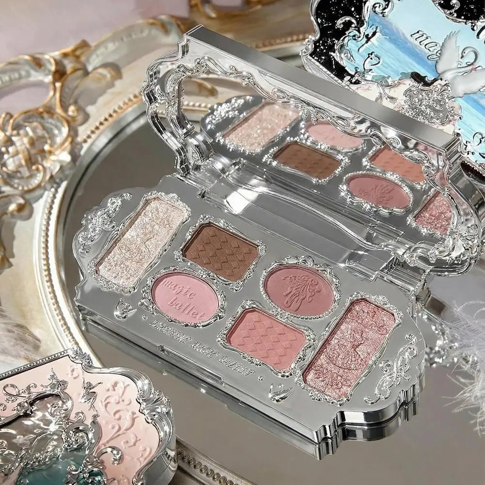 Magic Ballet Eyeshadow Palette Swan Ballet Eyeshadow Palette Matte Fine Shimmer Pearl Face Palette Glitter Eye Shadow