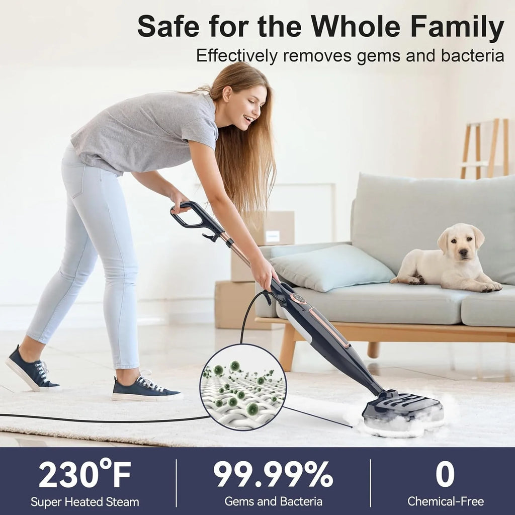 VM6 Steam Mop Cleaner with Rotating Mop Pads 1300W Powerful Floor Steamer 10 in 1