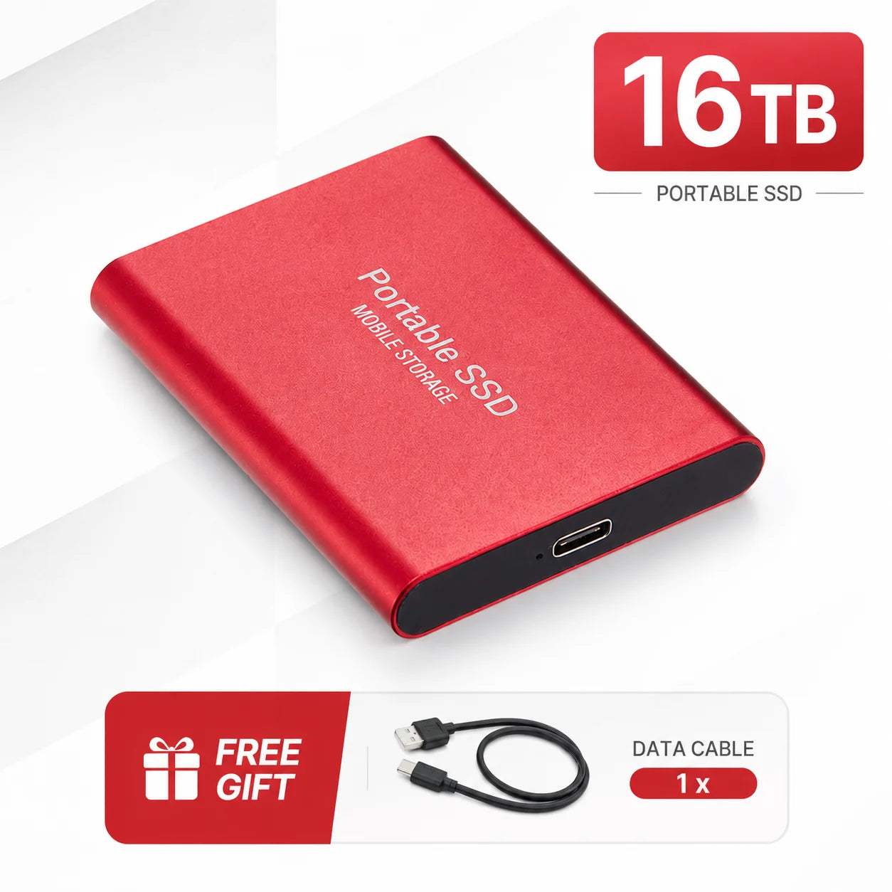 1TB Portable SSD External Hard Drive USB Type-C Mobile Storage Disk for Laptop Mac PC Phone Photo Video Backup
