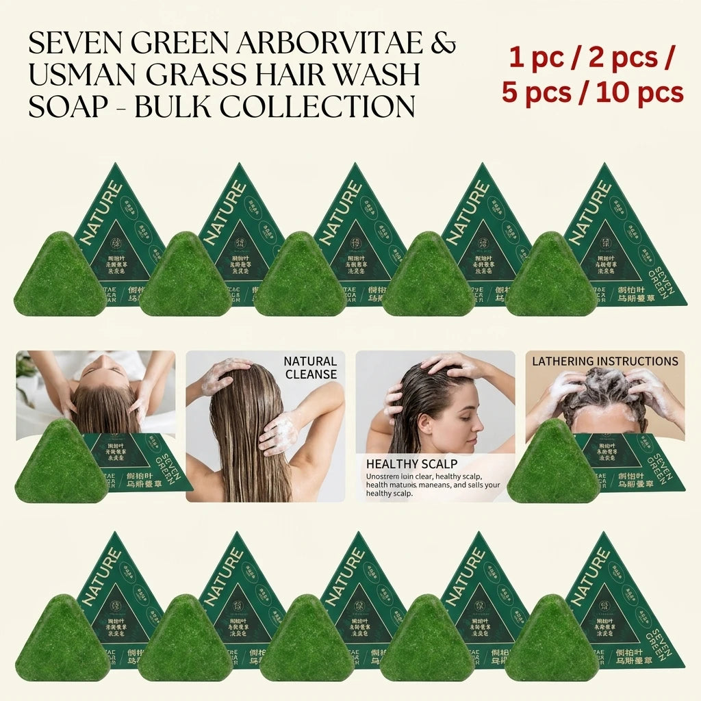 120g Seven Green Platycladi Usman Grass Handmade Shampoo Soap