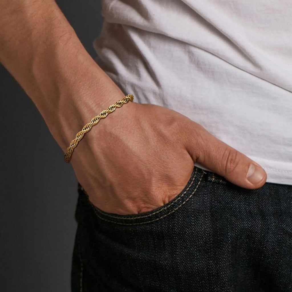 Vnox 2/3/4/5mm Unisex Rope Chain Bracelets for Men Women, Stainless Steel Adjustable Twisted Links Chain Bracelet Wristband New