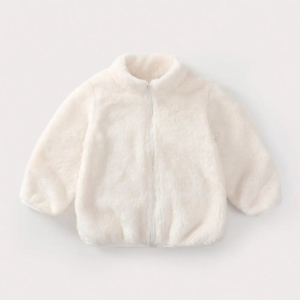 Solid Color Fashion Children Plush Coat Autumn Winter Warm Baby Girl Boy Casual