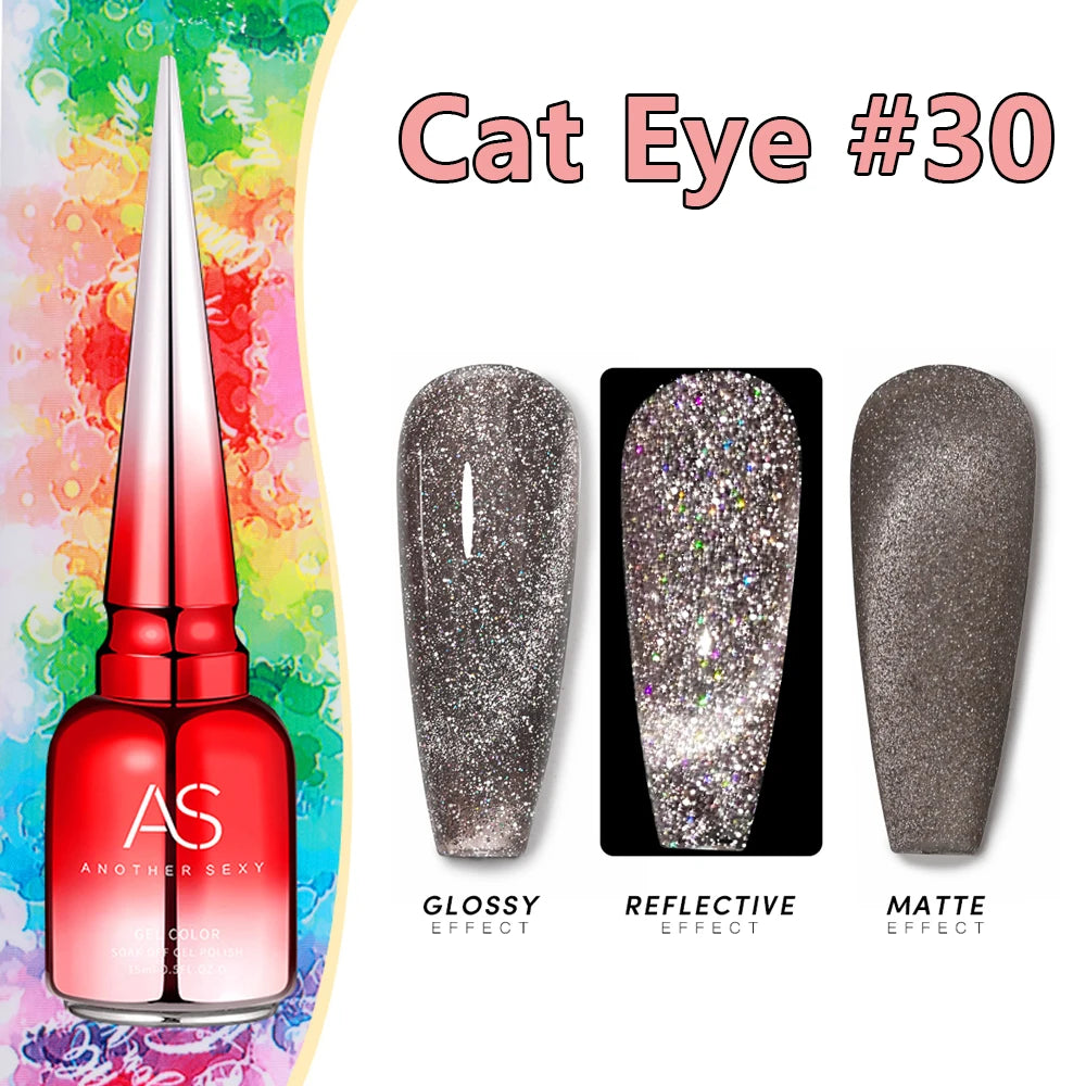 AS 15ml Cat Magnetic Gel Nail Polish Cat Eye Glitter