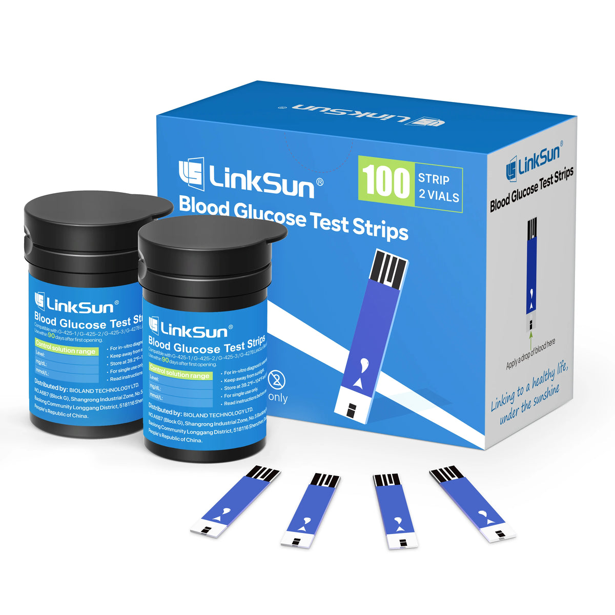 Linksun Blood Glucose Meter Test Strips and Lancets for Diabetes Accessories