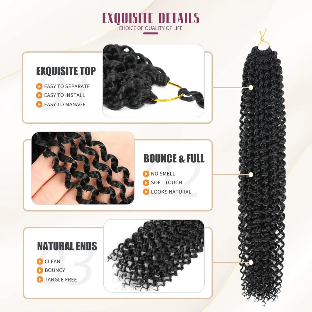 Passion Twist Crochet Hair 22Inch 7Pack Water Wave