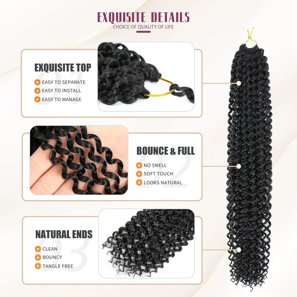 Passion Twist Crochet Hair 22Inch 7Pack Water Wave