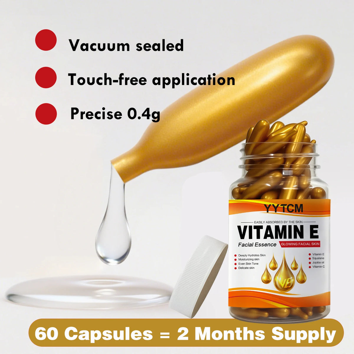 Vitamin E Deep Moisturizing Capsule Essence, Hydrates and Smooths Skin,/180 Capsules