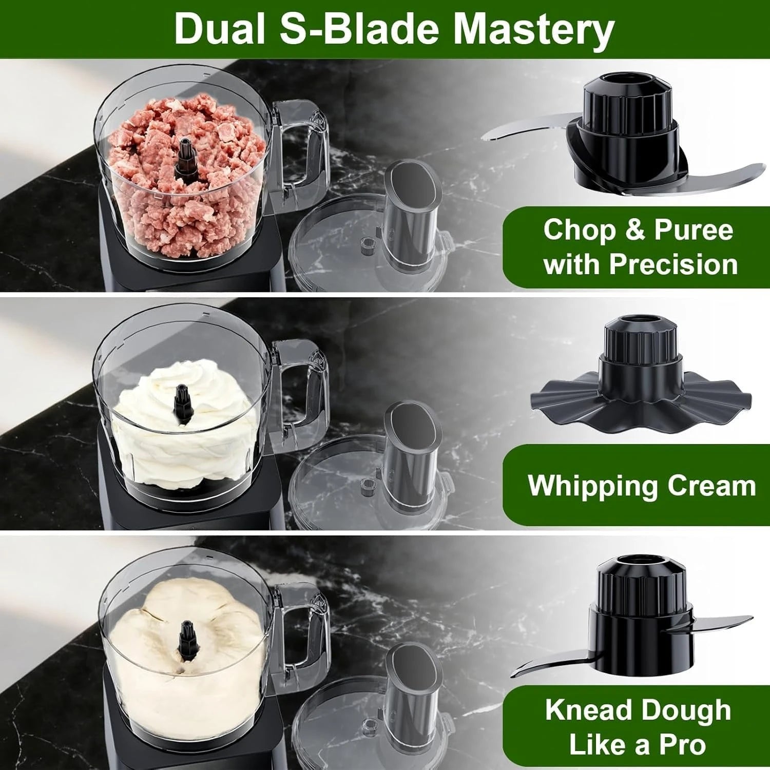 Food Processor 600W Chopping Slicing Shredding Ice Crushing 6 Presets Easy to Operate All Seasons Universal