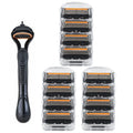 Retro Stainless Steel Manual Shaver with 5-Layer Razor Blade Reusable Wet Shaving Scratch Resistant Hair Removal Tool