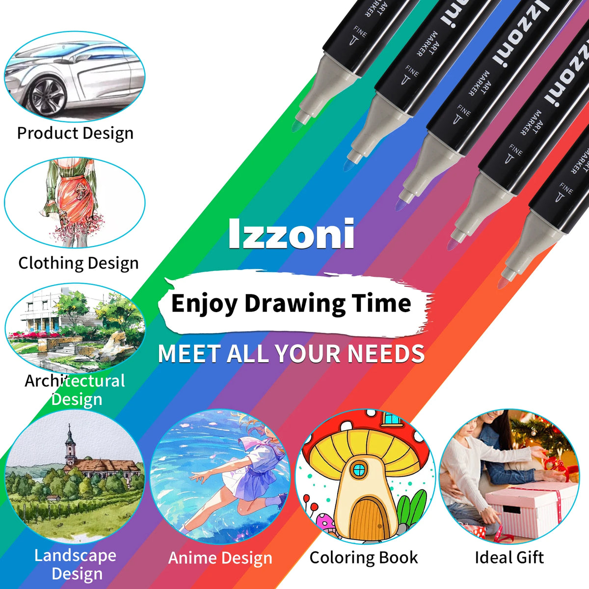 24 Colors Alcohol Markers Brush Tip Dual Tip Art Markers for Marker Pens for Adult Coloring Painting