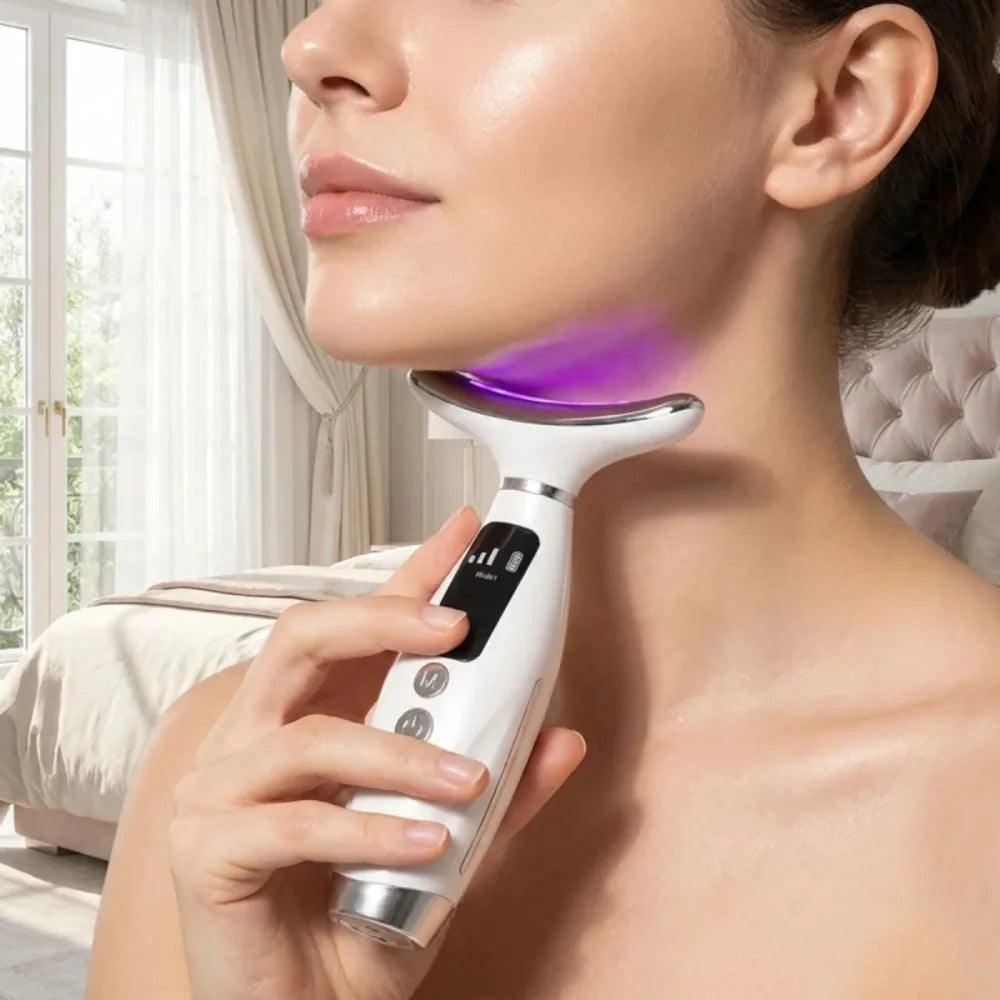 Neck Face Lifting Massager 7 Colors Light LED Photon Therapy Skin
