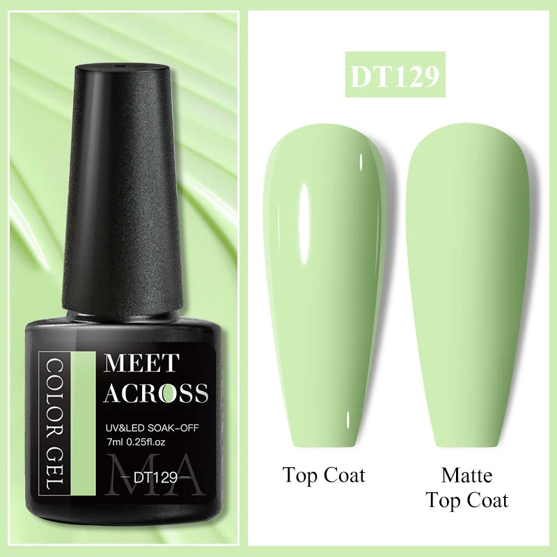 MEET ACROSS 7ml Purple Nail Gel Polish Semi Permanent Nail Art For Nails Decoration