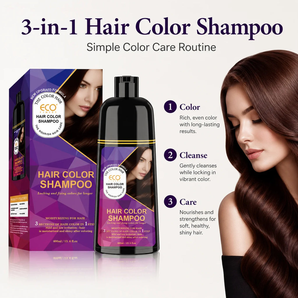 400ml Hair Color Shampoo Black Brown Burgundy Red Hair Dye Shampoo 3 in 1 Color Depositing Shampoo for Women Men,
