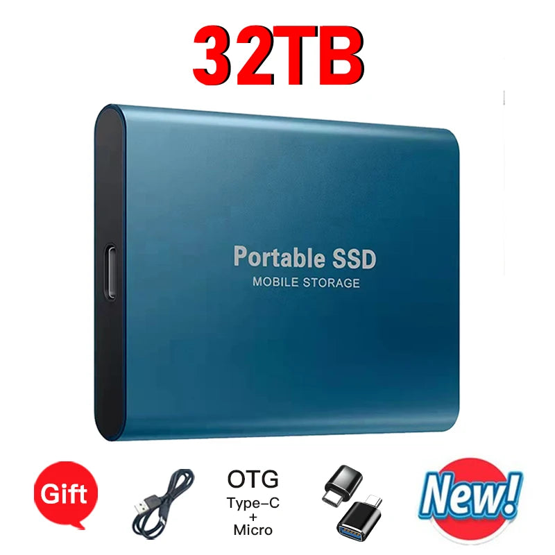 16TB External Solid State Drive Portable SSD USB 3.1 Type-C High-Speed Data Transfer Secure Storage for Important Files