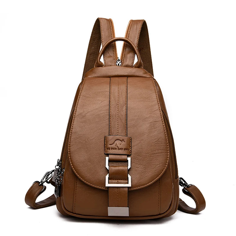 2024 New Hot Women Leather Backpacks Female Vintage Backpack for Teenage Girls School Chest Bag Travel Bagpack Ladies Back Pack