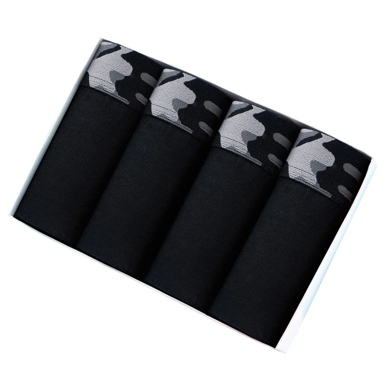 4pcs Cotton Boxers For Man Underwear Sexy Print Men's Panties