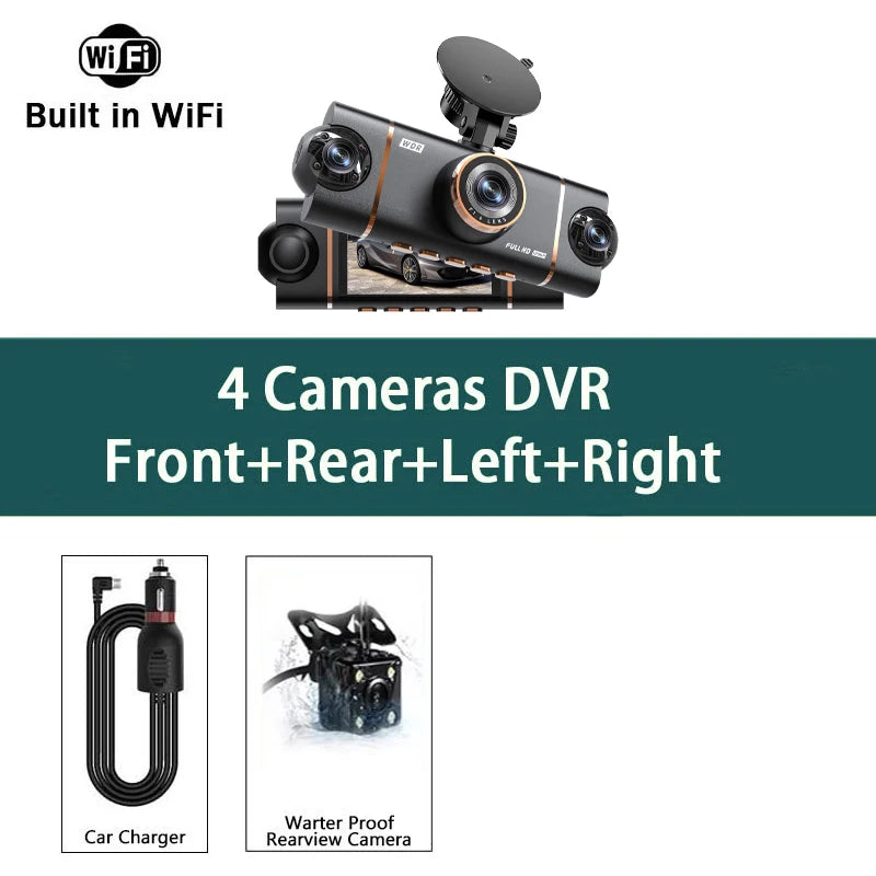 360°Auto Car Camera 1080P Video Recorder 3/4 Lens WIFI DashCam DVR