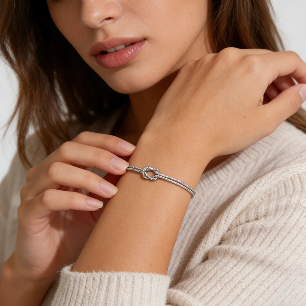 Skyrim Double Snake Chain Love Knot Bracelet Stainless Steel Gold Color Adjustable Bracelets Women Men Couple Minimalist Jewelry