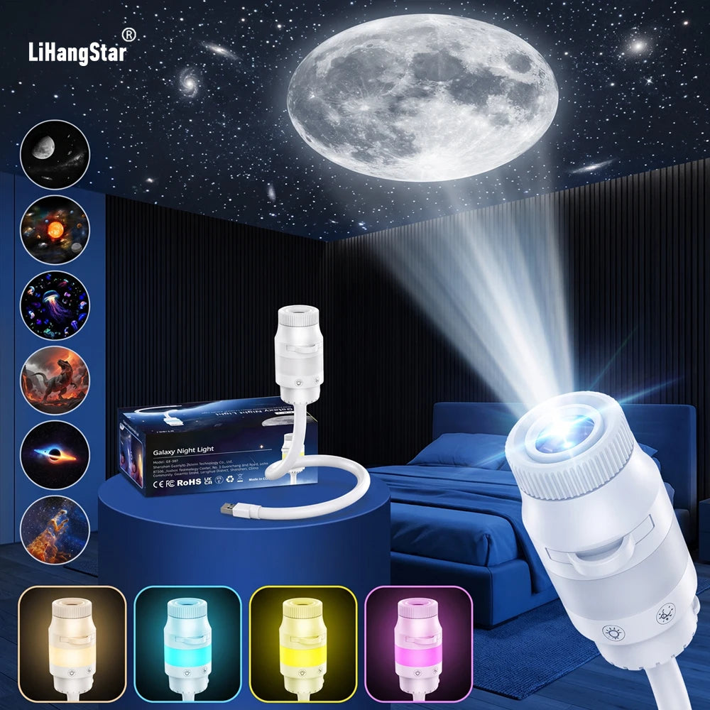 LiHangStar Smart USB Starry Sky Projector Night Light, with a Flexible Tube and 6 Projection Patterns