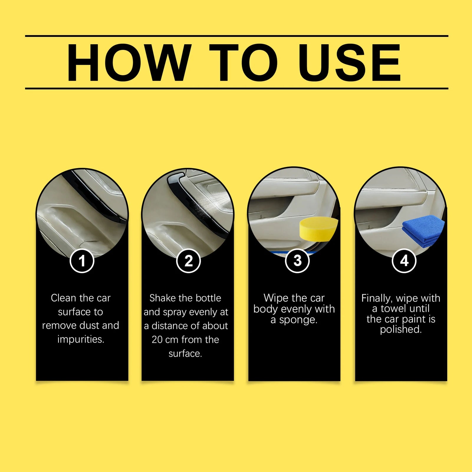 Quick Car Leather Restoring Liquid Long Service Life Quick Cleaner with Sponge and Towel for All Kinds of Car Type