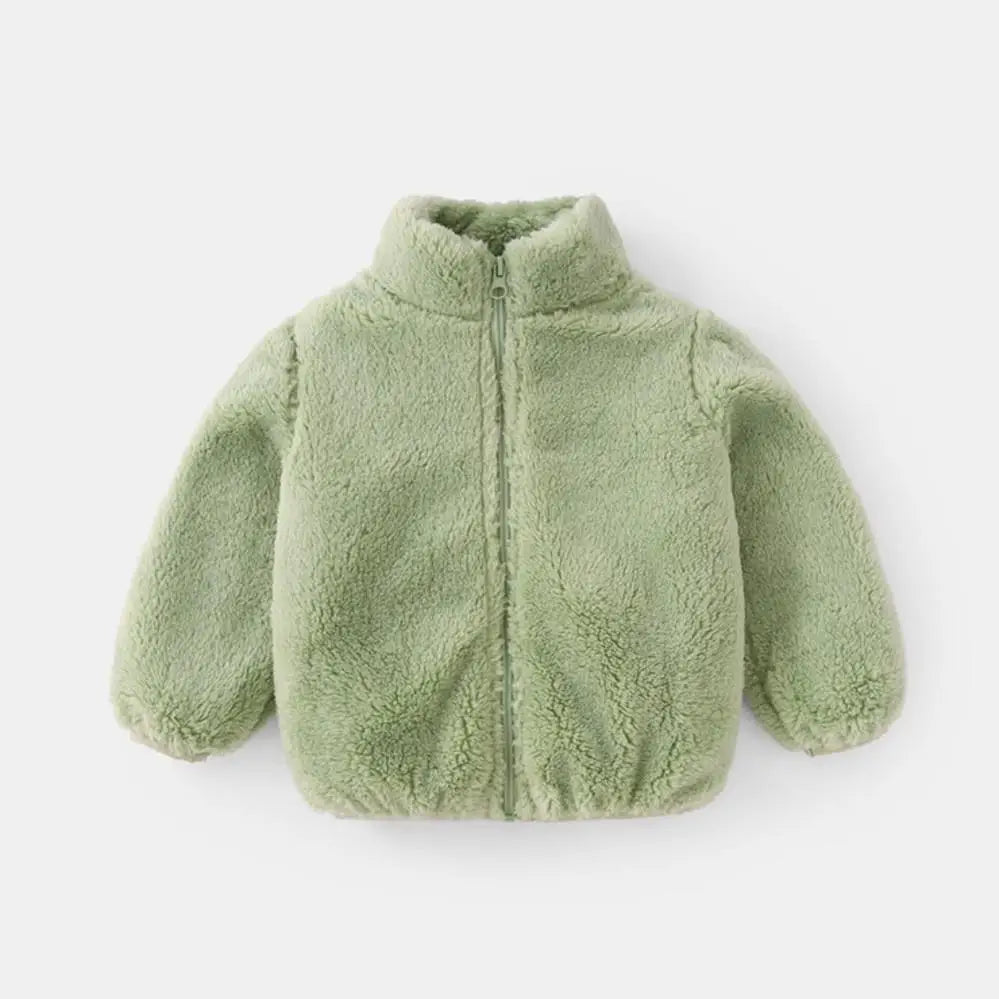 Solid Color Fashion Children Plush Coat Autumn Winter Warm Baby Girl Boy Casual