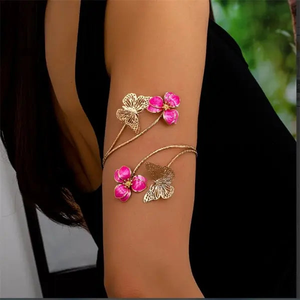 Boho Gold Color Leaf Upper Arm Cuff Bracelet for Women