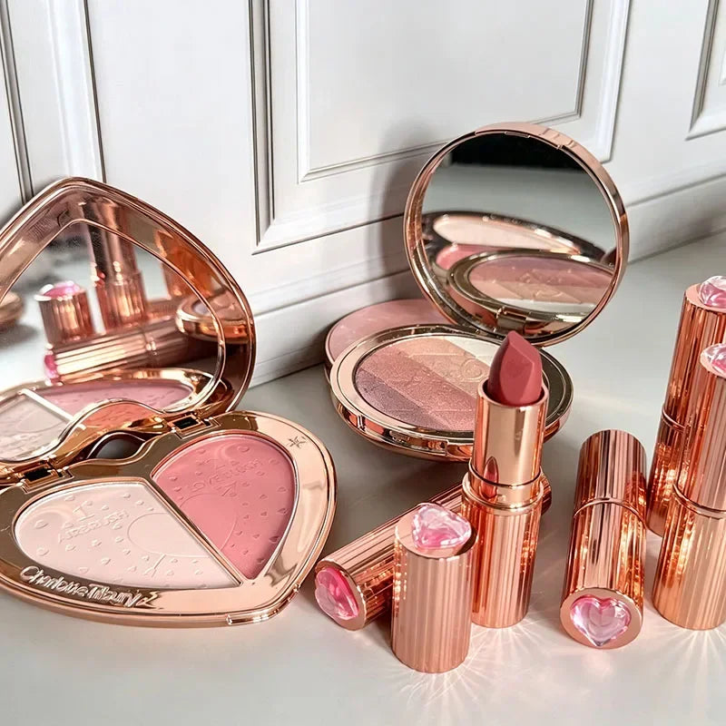 Hot CT Pink Two-tone Blush Lasting Beauty Makeup Diamond Gold
