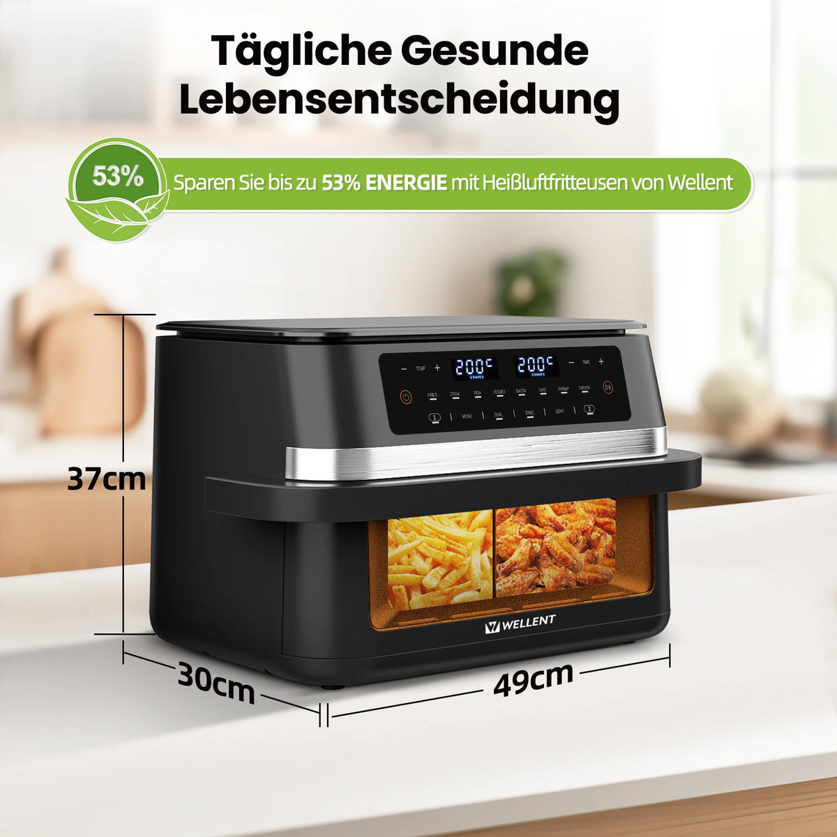 12L Hot Air Fryer Double Pot Simultaneous Cooking 2950W With LED Touch Screen