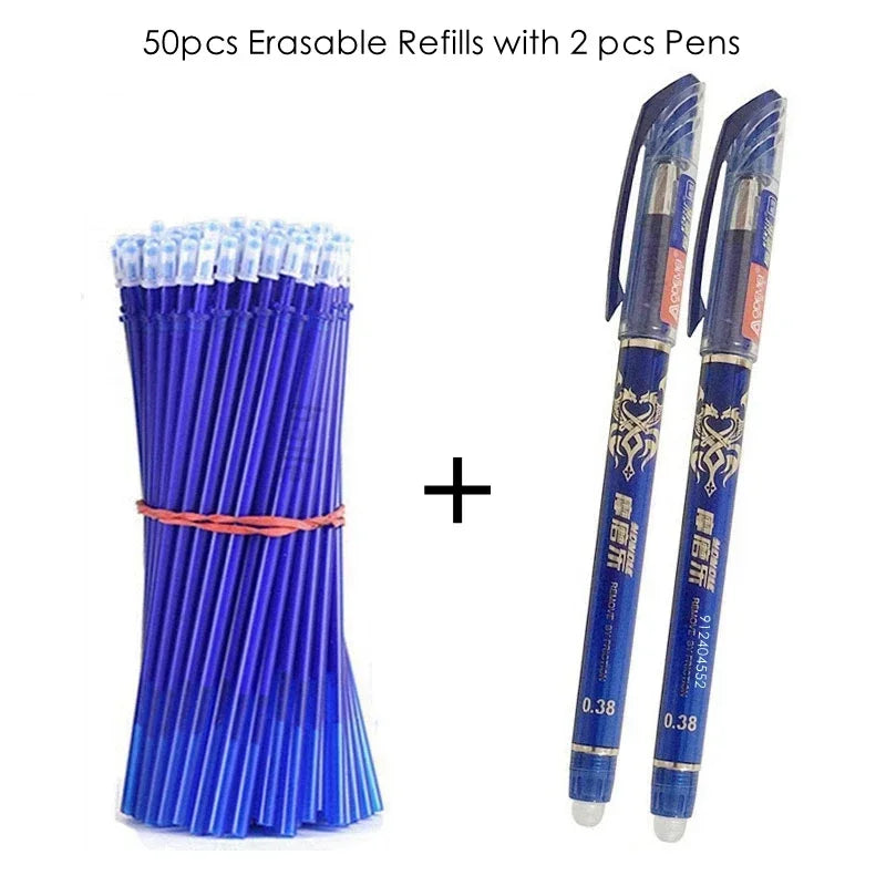 52Pcs/Set Gel Pen Erasable Refill Rod Erasable Pens 0.5mm