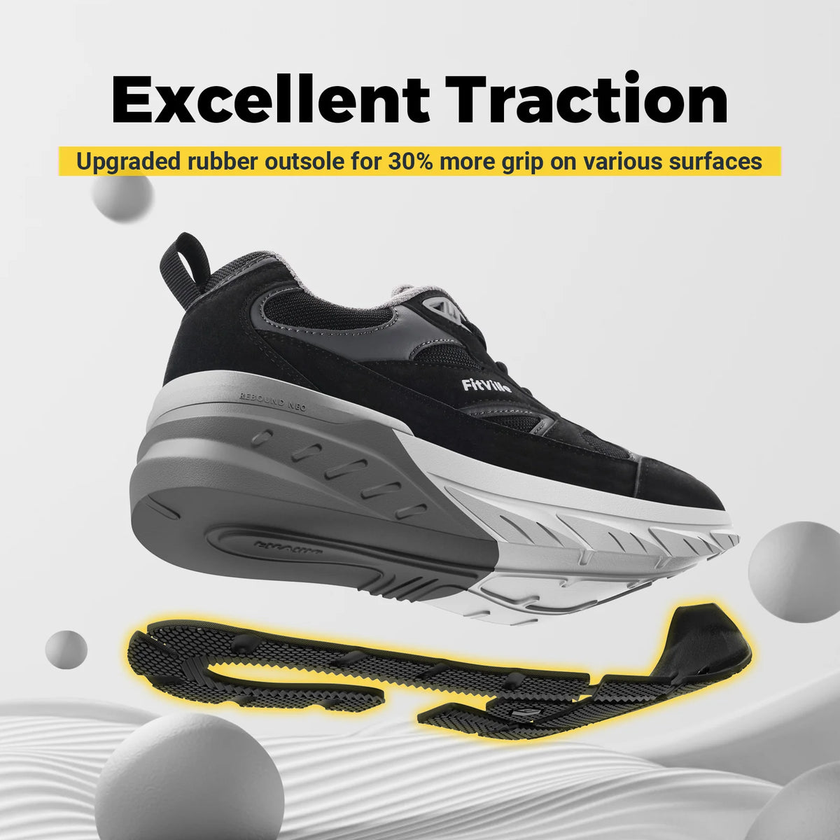 FitVille Newest Walking Shoes for Men Wide Width Sneakers with Arch Support for Flat Feet