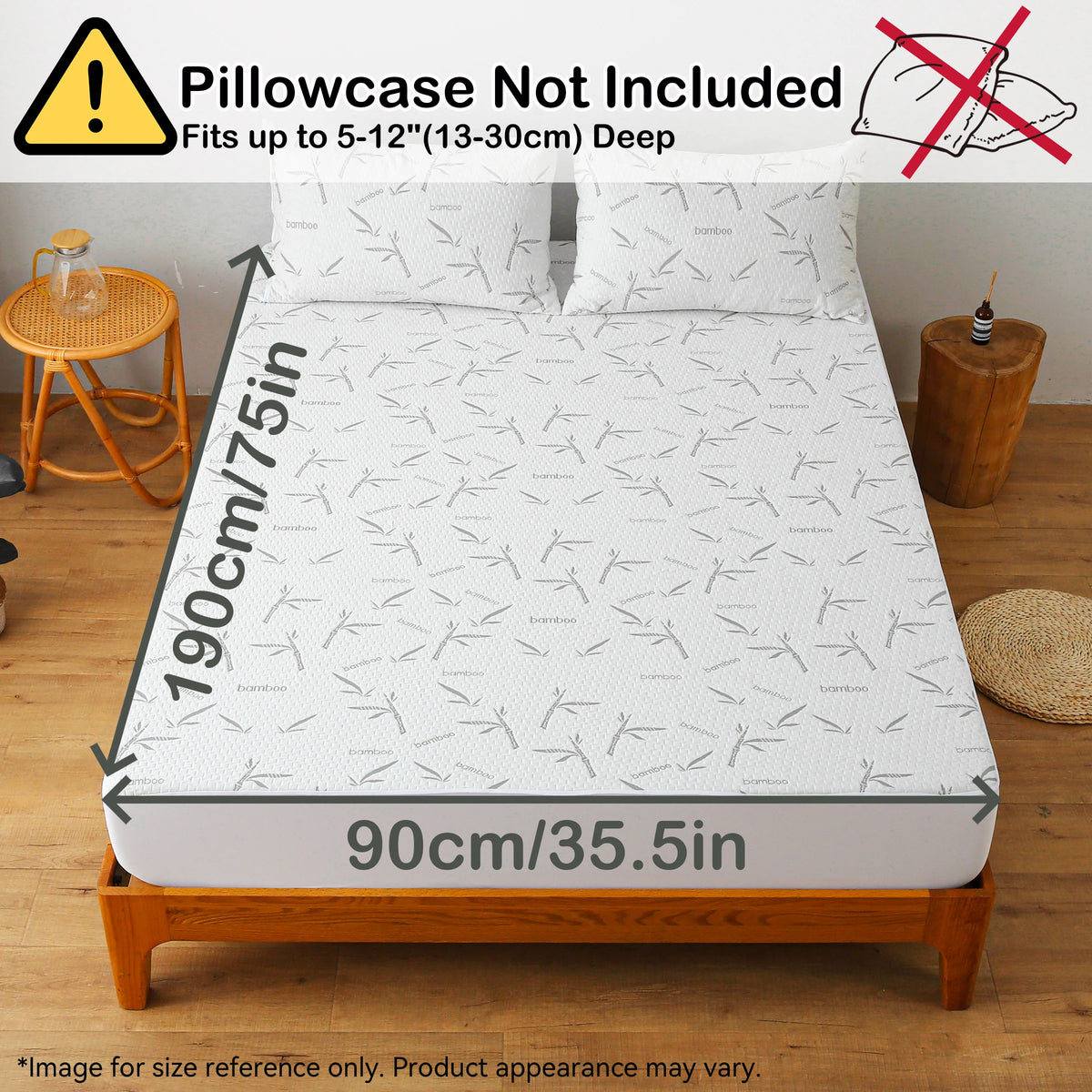 1pc Breathable Bamboo Rayon Waterproof Mattress Protector, Cooling Comfort