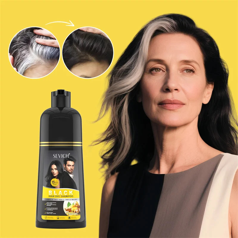3 In 1 Herbal Healthy Hair Dyeing 500ml Black Hair Dye Shampoo For Men Women Plant Instant Color Shampoo Ginger Black Hair Dye