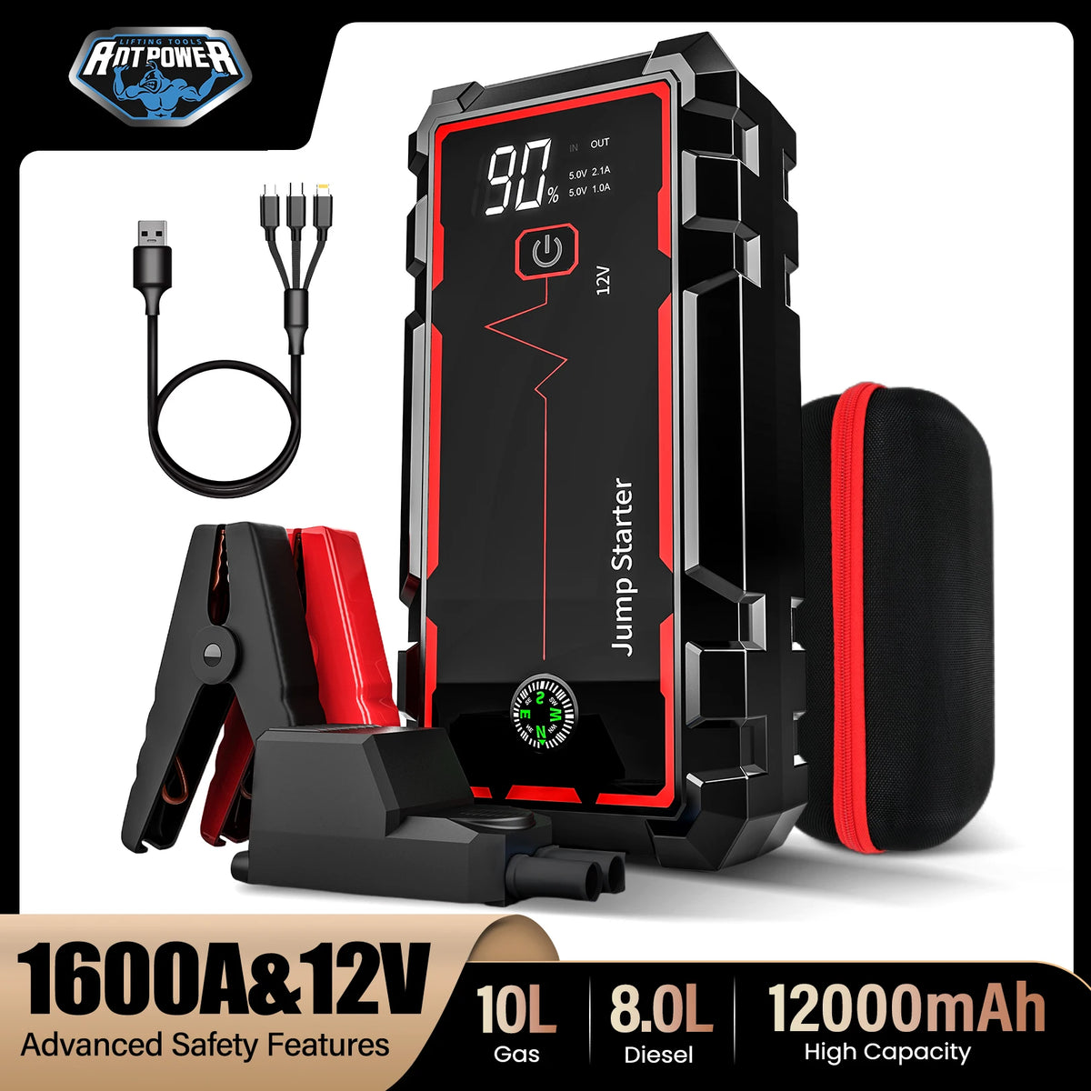 AntPower 12000mAh 12V Car Starter Car Battery Portable Charger.