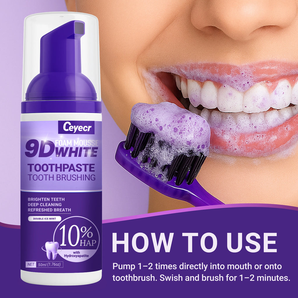 9D white Mousse Toothpaste Teeth Whitening Removing Yellow Teeth Cleaning Tooth Stain Oral Fresh Tooth Care Product