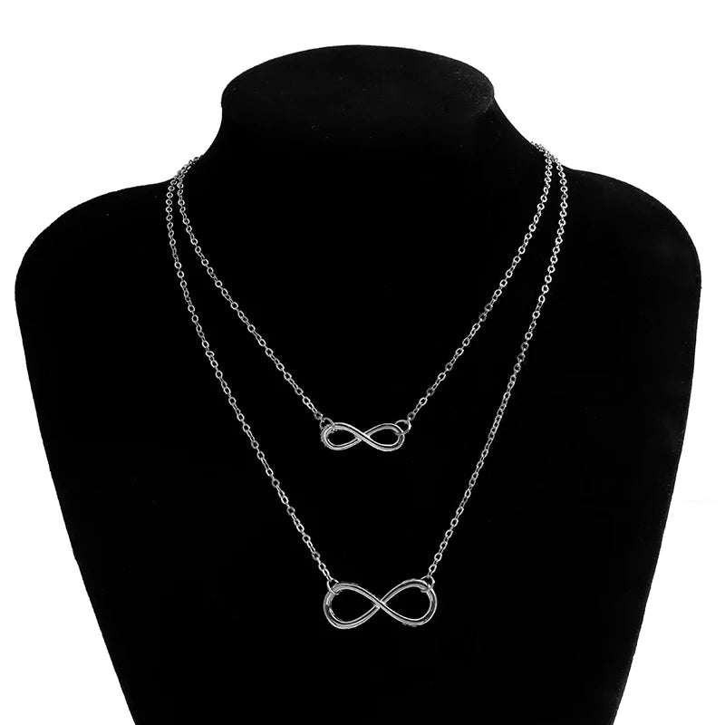 Aihua Fashion Infinity Pendant Necklace for Women Gold Silver Color Chains Infinity Symbol Party Collares Jewelry on the Neck