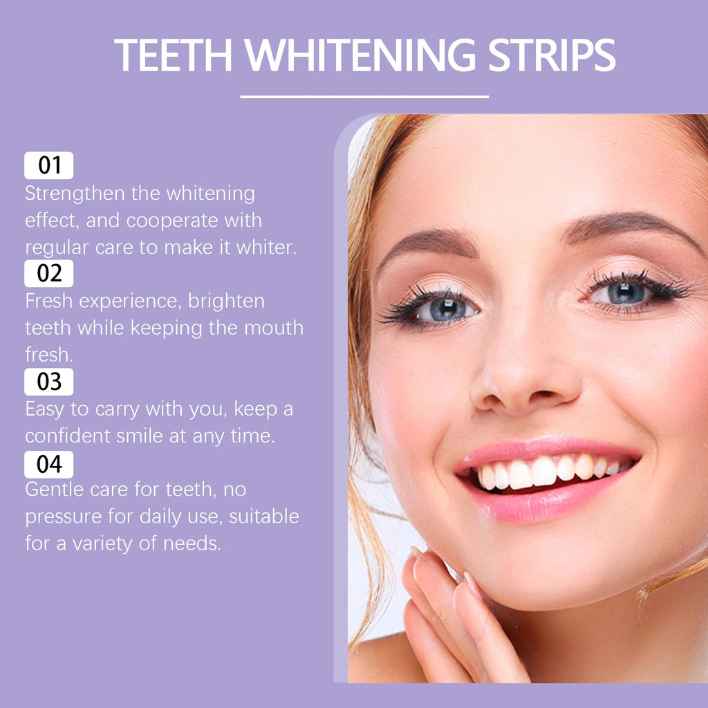 Purple Teeth Whitening Strips Bleaching Stains Remove Oral Whitening Supplies