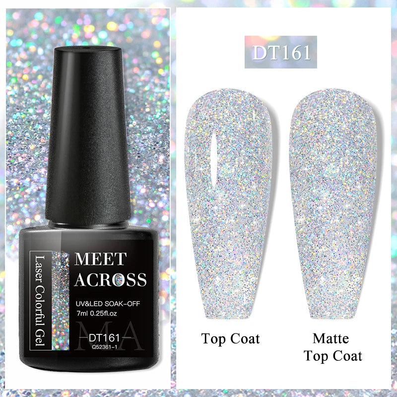 MEET ACROSS 7ml Purple Nail Gel Polish Semi Permanent Nail Art For Nails Decoration