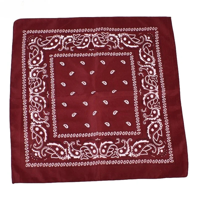 Fashion Hip Hop Wine Red Hair Scarf Unisex Retro Square Scarves Headwear Bandanna Hair Band Neck Wrist Wrap Band Accessories