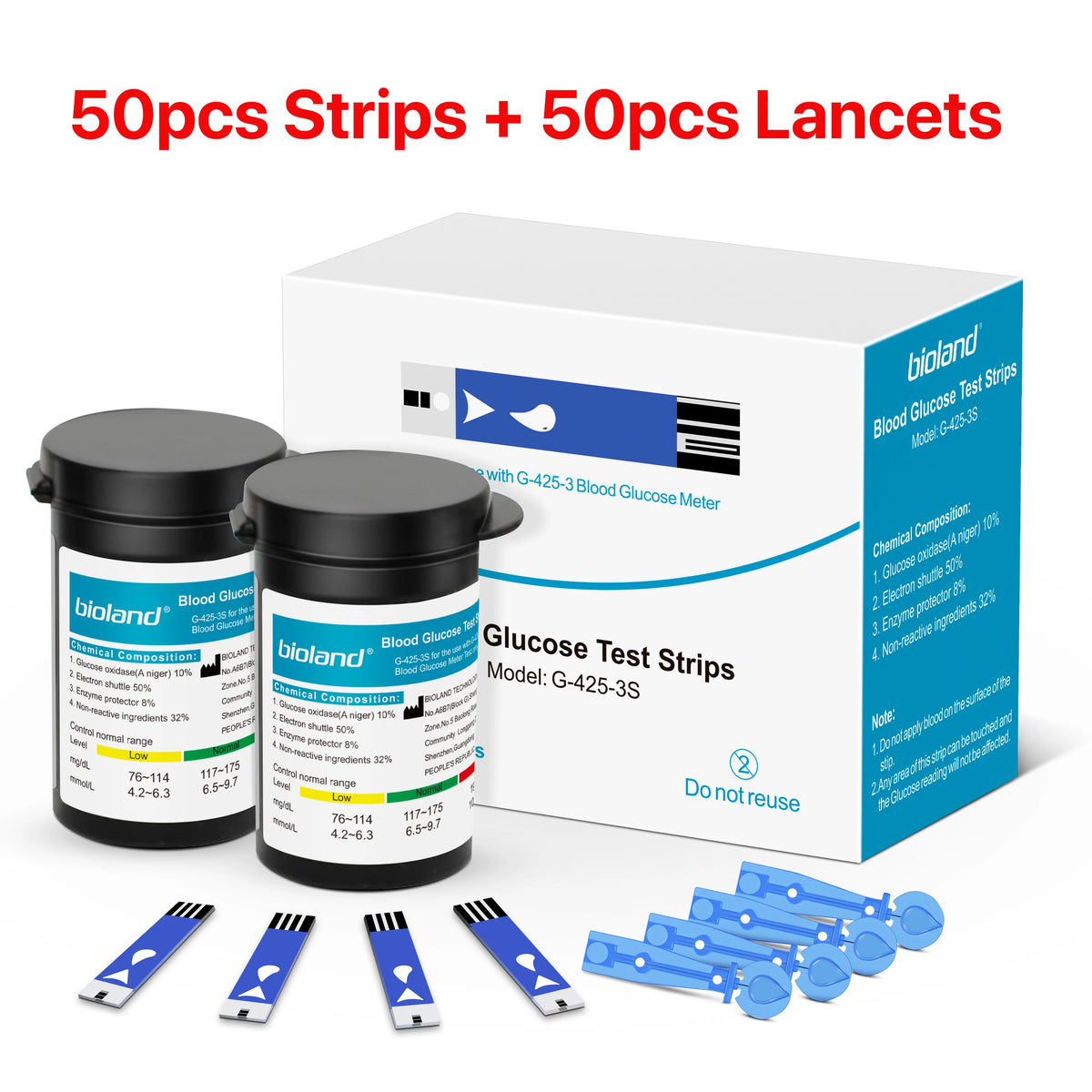 Linksun Blood Glucose Meter Test Strips and Lancets for Diabetes Accessories