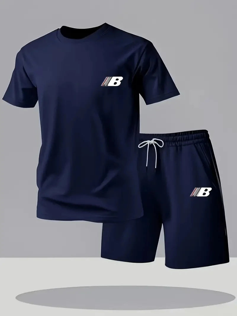 Men's Summer Breathable Sportswear Short Sleeve Shorts Set Lightweight Comfortable Sport Style Made in China