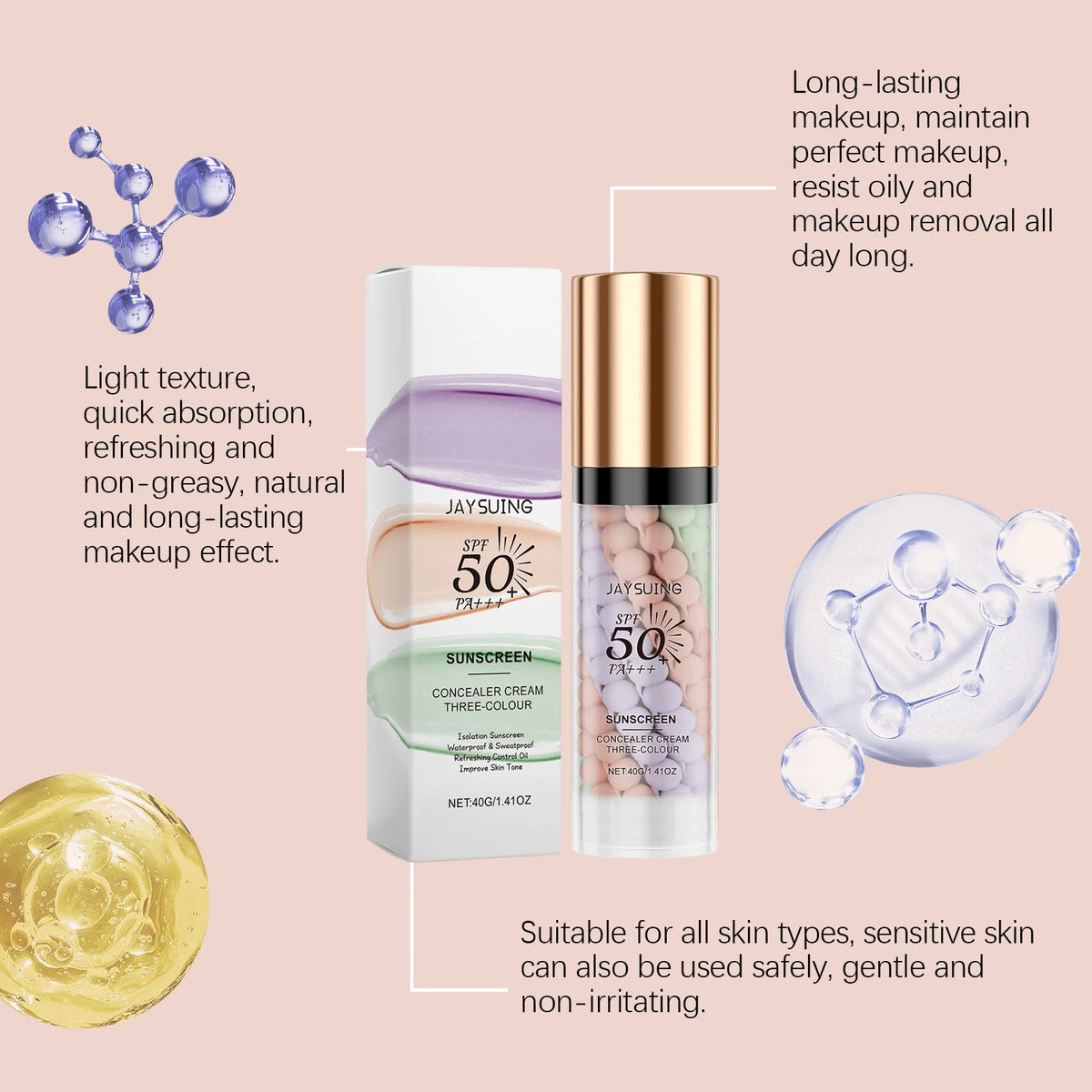 Tri Color Isolation Cream Sunscreen Primer Waterproof
