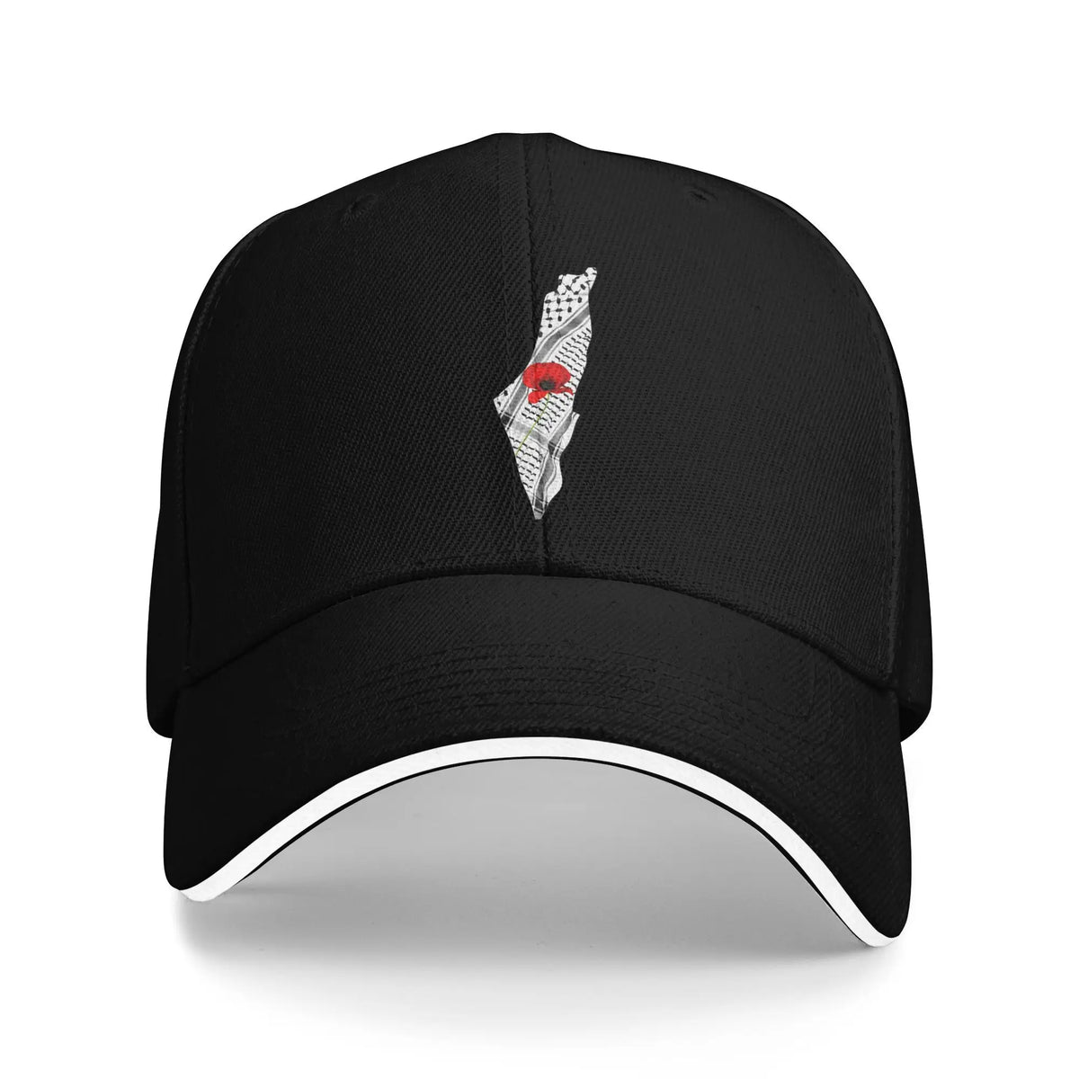 Palestine Map Keffiyeh and Poppy Baseball Cap