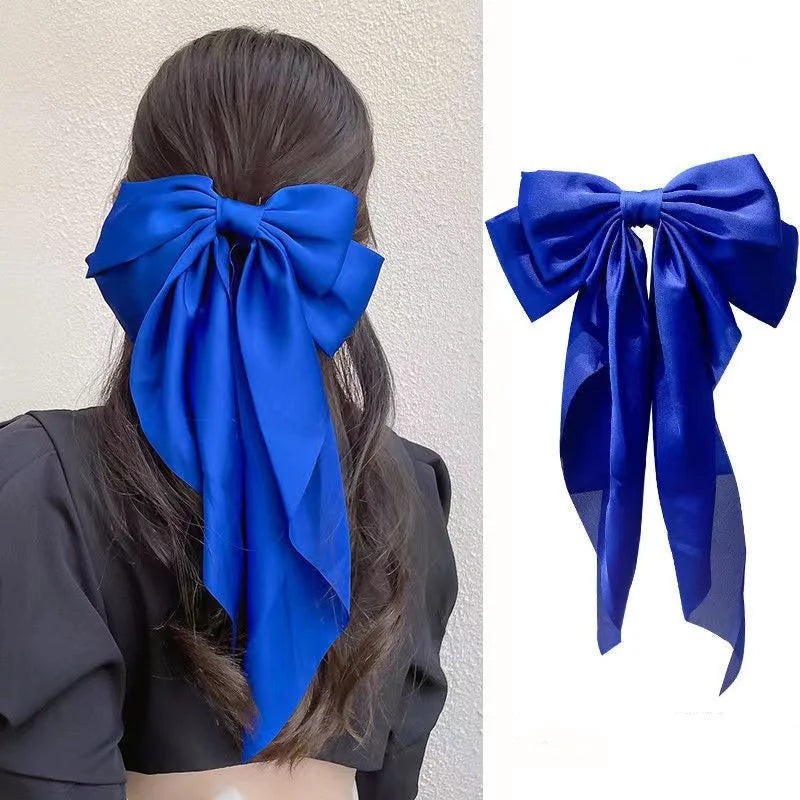 Solid Color Bow Ribbon Hair Clip New Women Large Bowknot Barrettes