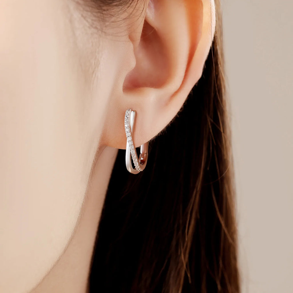 925 Sterling Silver Star Twisted Line Earrings Jewelry