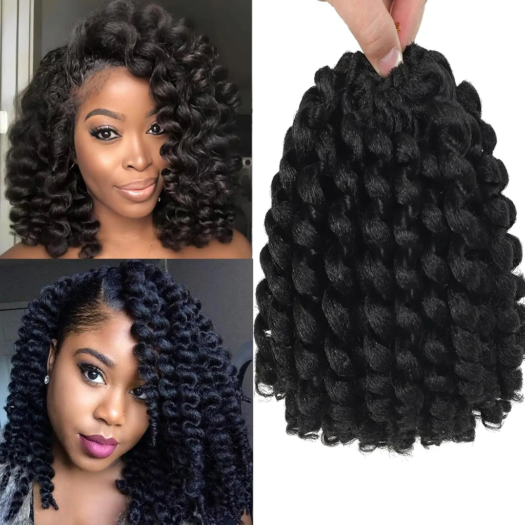 8 Inch 12 Inch Wand Curl Crochet Hair, Pre‑Looped Jamaican