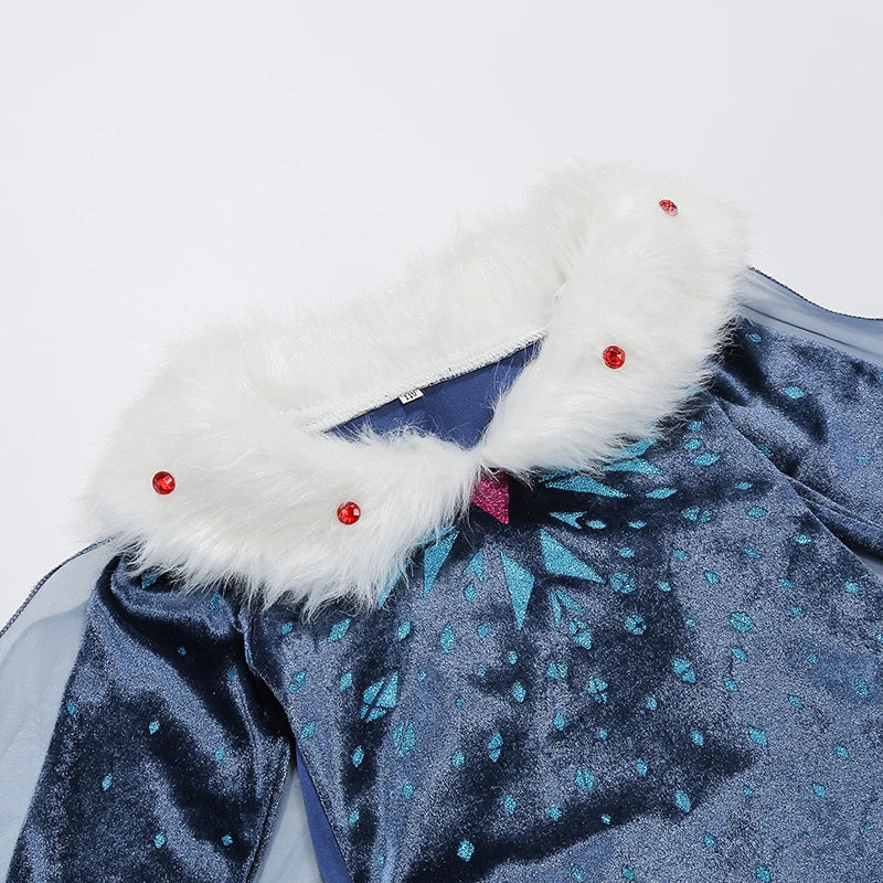 Elsa Princess Dress for Girls Birthday Party Carnival Costume Kids Cosplay Snow Queen Evening Long Sleeve 2026 Winter Clothes