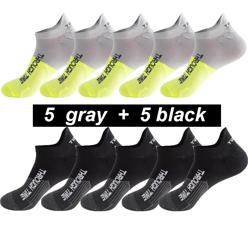 10 Pairs/Lot High Quality Men's Ankle Socks Athletic Fitness Running Socks Breathable Spring Summer Mesh Casual Short Sock Gifts