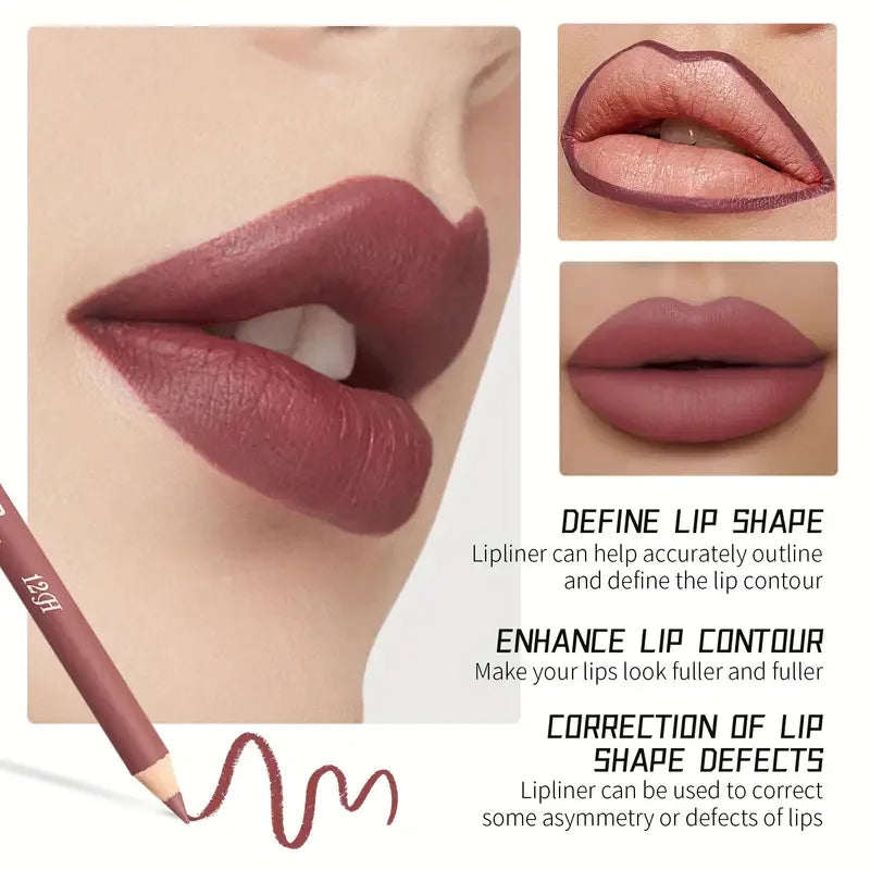 2pcs Waterproof Long-Lasting Matte Lip Makeup Set - Lip Liner & Glaze Combo with Pencil Texture