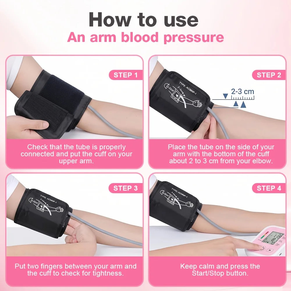Upper Arm Blood Pressure Monitor Automatic Digital Heart Rate Pulse Meter Sphygmomanometer