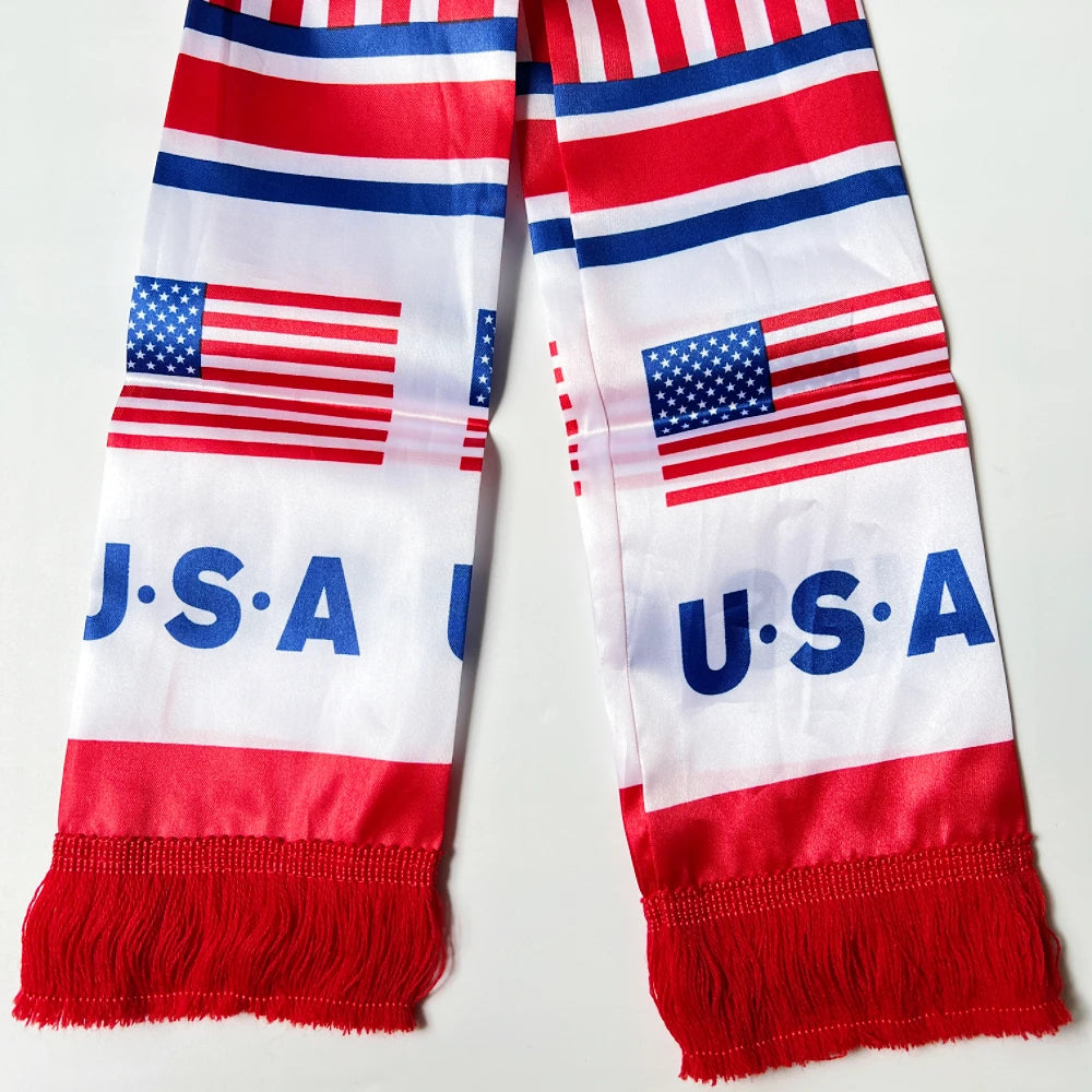 2026 USA MexicoNetherlands scarf flag  14x135cmDouble-sided Printed Satin Iraq  Haiti France scarf flag